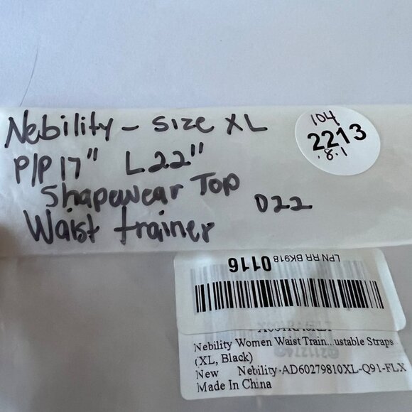 Nebility Womens Black Body Shaper with Adjustable Straps & Front Zipper Size XL - Picture 8 of 8